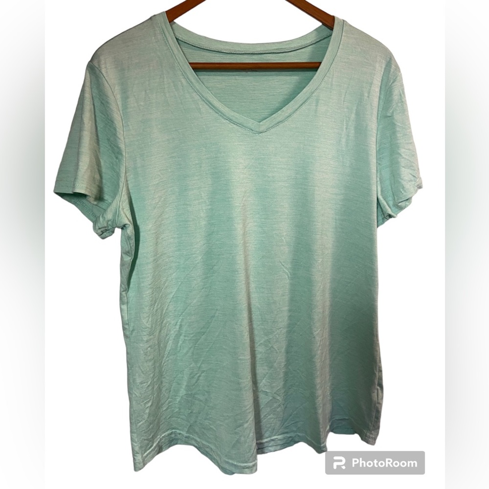 Activ8 activewear Short sleeve xl extra large top ladies aqua blue green workout